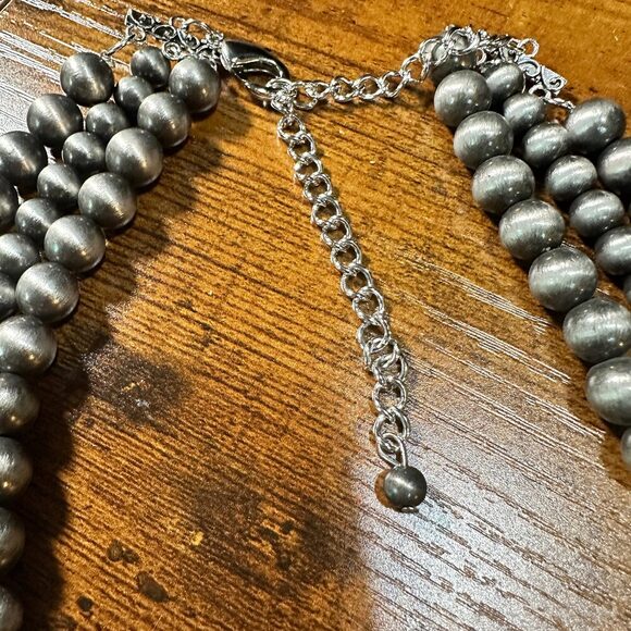 Navajo Turquoise Beaded Necklace 18 Inch 3‎ Strand Design, Boho Cowgirl Style, S - Picture 10 of 11